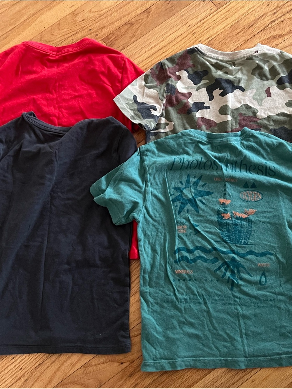 Assorted Kids Shirt Bundle - Red, Black, Camo & Teal